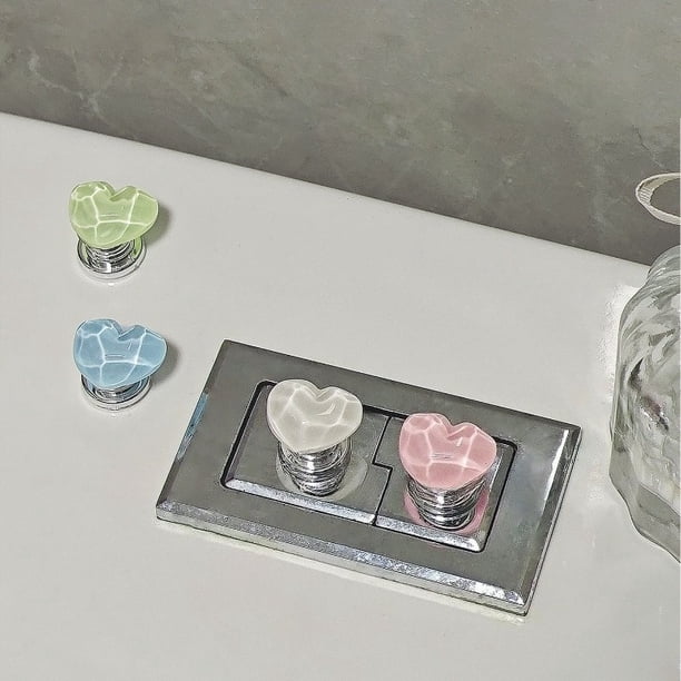 Paquete aleatorio de 2 prensas for inodoros creativas en forma de corazón | Botón de descarga del depósito de agua | Elementos esenciales del baño