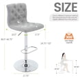 thumbnail image 3 of Modern Upholstered Bar Stool with Back Set of 2, Armless 360° Swivel Adjustable Height Linen Padded Bar Chair for Kitchen Island, Dining Room, or Café (Light Gray), 3 of 9