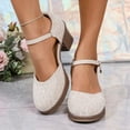 thumbnail image 4 of Miluxas Fashion Women Casual Round Head Sandals Comfy Casual High Heels Shoes A-White 6.5(38), 4 of 9