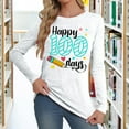 thumbnail image 2 of 100 Days Of School Shirt for Women Teacher Graphic Long Sleeve Crew Neck T Shirt Casual Blouse,White,M, 2 of 5