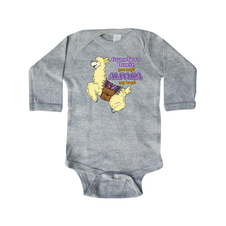 

Inktastic Cute Jumping Alpaca-Grandpa s House You Say ALPACA my bags! Gift Baby Boy or Baby Girl Long Sleeve Bodysuit
