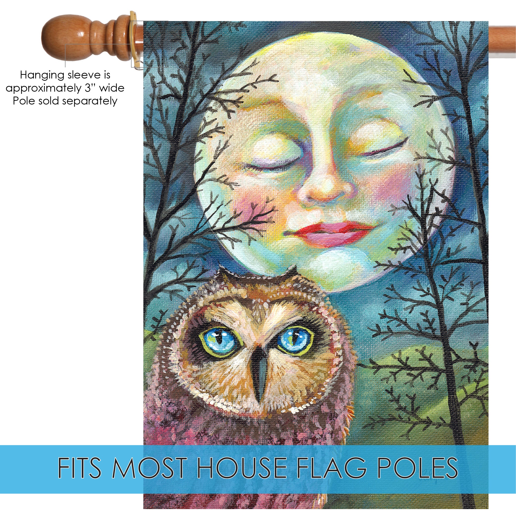 Toland Home Garden Moonlit Owl Winter Fall Garden Flag Double Sided 28x40 Inch - image 4 of 5