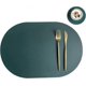 thumbnail image 1 of z Set of 4 oval placemats - Synthetic leather - Non-slip and waterproof - With coasters - For home, kitchen, restaurant - Green/beige, 1 of 4