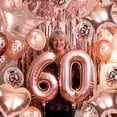 thumbnail image 3 of YANSION 60th Birthday Decoration for Mother, Rose Gold Birthday Decorations, 60th Rose Gold Balloons Happy 60th Birthday Triangle Flag Banner Number 60 Balloons for Women Birthday Party Decorations, 3 of 6