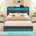 thumbnail image 1 of Greenstell Full LED Storage Bed Frame - Charging Station, App Control, 1200LBS Capacity, Dark Gray, 1 of 9