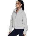 thumbnail image 6 of Womens Sweatshirts Half Zip Cropped Pullover Fleece Quarter Zipper Hoodies Fall outfits Clothes Thumb Hole, 6 of 13