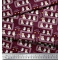 thumbnail image 3 of Soimoi Purple Poly Georgette Fabric Text & Owl Bird Print Fabric by Yard 42 Inch Wide, 3 of 3