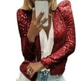thumbnail image 1 of Blazer de Fête Décoration à Sequins Col Rond Manches Longues Ajusté Cardigan Habillage Mode Urbaine Femmes, 1 of 5