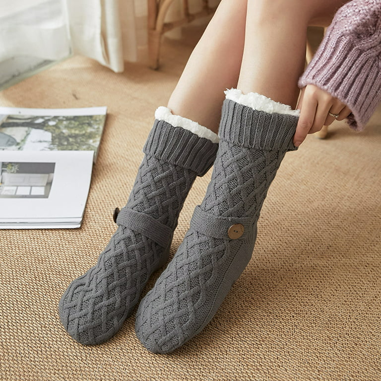 Slipper Socks Women, Fuzzy Socks Winter Socks Women Non Slip Fleece Lined  Thermal Socks Cozy Thick Warm Slipper Floor Socks