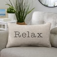 thumbnail image 3 of Sunbrella  Canvas EMbroidered "Relax" Indoor/Outdoor 13x20 Corded Lumbar Pillow (Single) Cast Silver with Black Words, 3 of 5