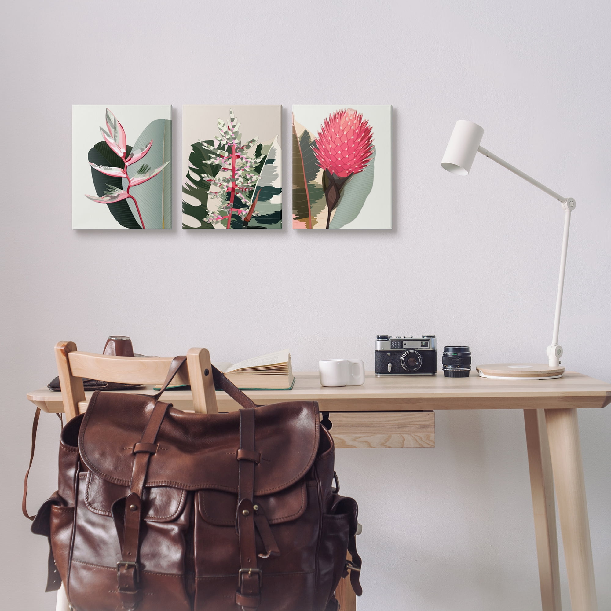Stupell Industries Modern Tropical Plants Botanical & Floral Painting Gallery Wrapped Canvas Print Wall Art, 11 x 14, Set of 3