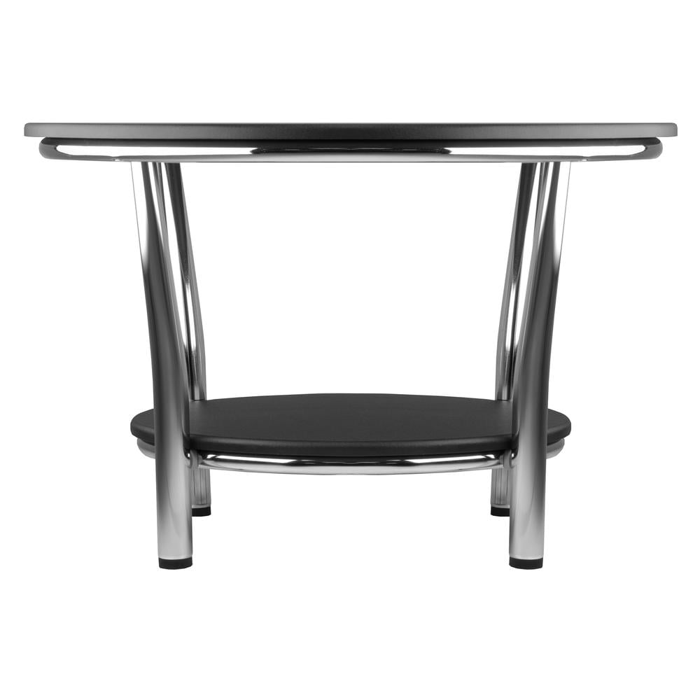 Winsome Wood Maya Round Coffee Table, Black Top, Metal Legs