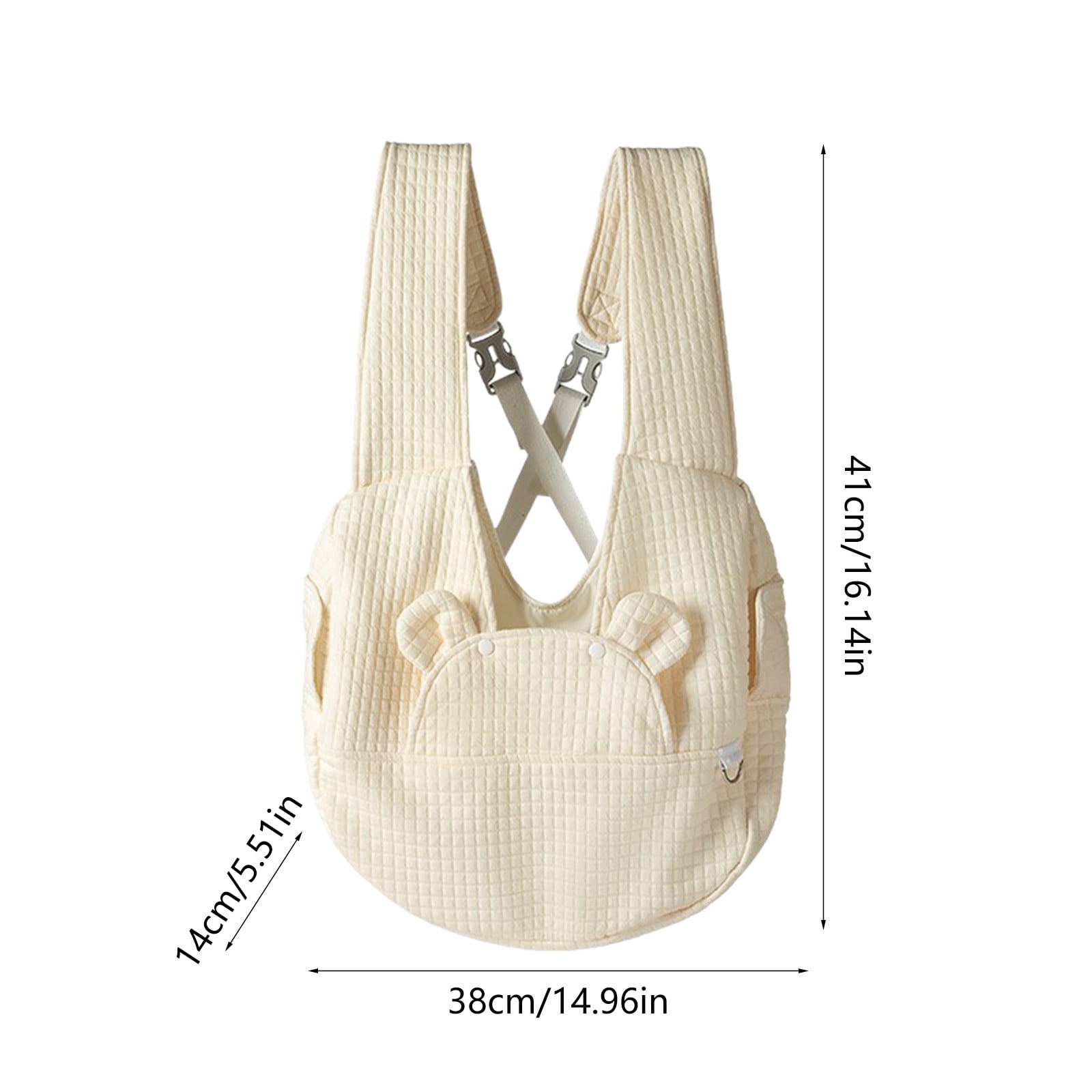 Sruoe Dog Backpack Carrier, Waffle Quilted Cat Backpack Carrier, Cute Bear Ear Dog Carrier Backpack, Pet Backpack, Dog Cat Travel Bag Adjustable Crossbody Carrier for Small Pets, Beige
