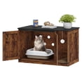 thumbnail image 2 of Hzuaneri 39.4" Cat Litter Box Enclosure, Hidden Cabinet Furniture with Bell, Farmhouse Style, Rustic Brown and Black, 2 of 8