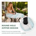 thumbnail image 4 of Round Outdoor Tablecloth with Umbrella Hole and Zipper, Teal Beige Checkered Tablecloth with Elastic Waterproof, Summer Modern Minimalist Patio Table Covers for 55" - 60" Picnic Pool Tables, 4 of 9