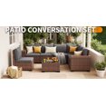 thumbnail image 2 of Techmilly Patio Furniture Set with Fire Pit Table, Outdoor Patio Sofa Set With Wide Armrest, All-Weather Wicker Rattan Guest Set With Cushion And Glass Table And Waterproof Cove，Brown Gray, 2 of 15
