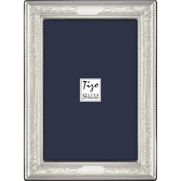 Fashion Sterling Silver Floral Border 8X10 Photo Frame (10 X 10) Made In Italy gm19922