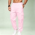 thumbnail image 6 of Dwellite Baggy Cargo Sweatpants for Men Wide Leg Jogger Pants Loose Fit Fashion Solid Color Trousers with Pockets Pink 3XL, 6 of 6