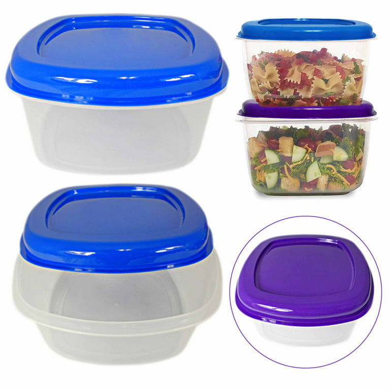 6pk Soup Freezer Storage Container Top Lid 169oz Reusable Plastic Food Box Stack, Blue