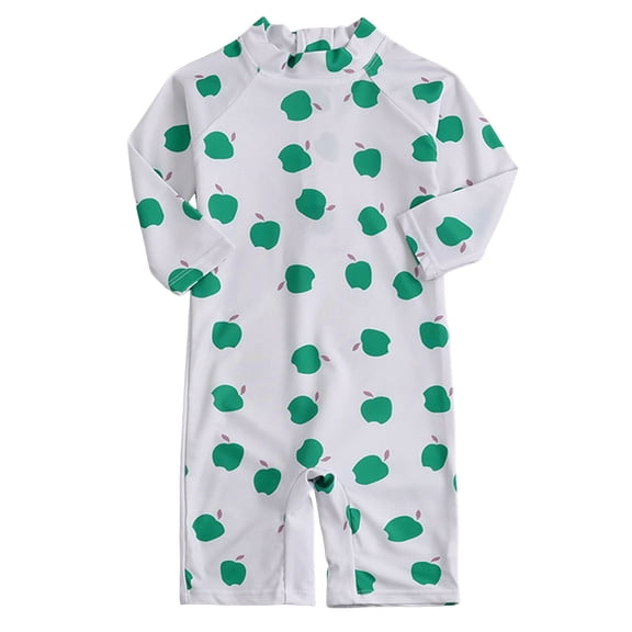 Zshosam Infant Swimsuit Girl One Piece Baby Girls Swimsuit Long Sleeve Zipper Bathing Suit One Piece Swimwear with Hat Size 18 24 Months,(Green 18-24 Months)