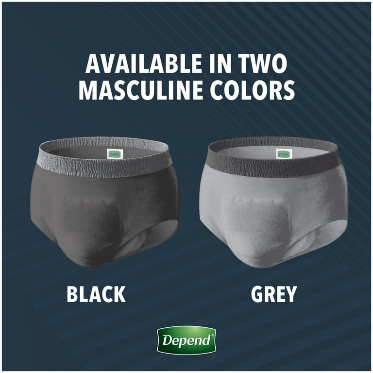 Depend Real Fit Incontinence Underwear for Men, Maximum Absorbency,  Large/Extra-Large, Black & Grey, 12 Count (2 PACK)