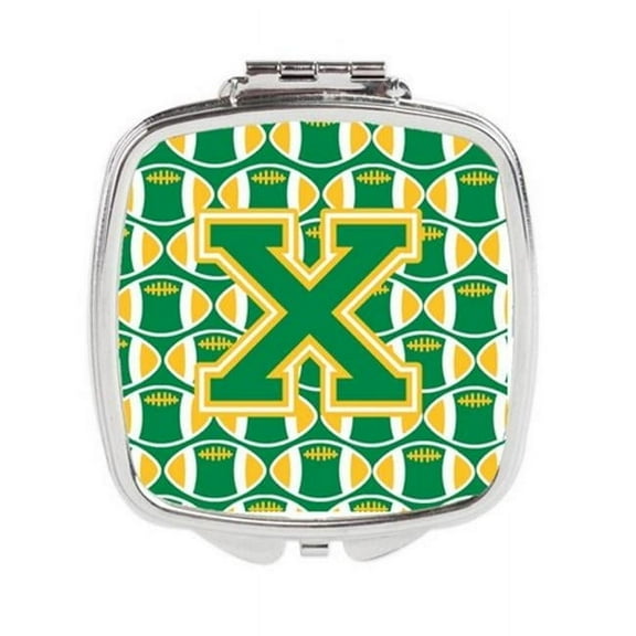 Letter X Football Green & Gold Compact Mirror