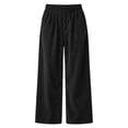 thumbnail image 4 of Zynoxe Womens Corduroy Pants Fall Warm Comfortable Elastic Waist Wide Leg Pants Casual Straight Relaxed Plus Size Sweatpants with Pockets Black L, 4 of 7