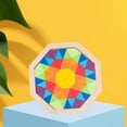 thumbnail image 4 of Juego de bloques de madera Montessori con patrones de tangram y formas geométricas de arcoíris. mi, 4 of 9