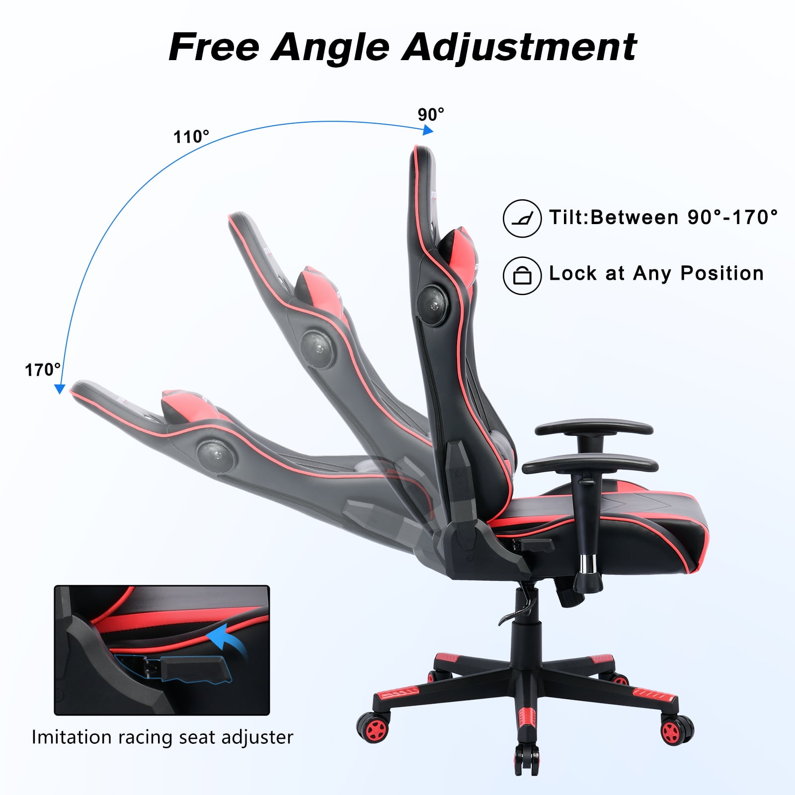  GTRACING Gaming Chair with Footrest and Bluetooth