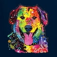thumbnail image 2 of Smiling Dog | Colorful Neon Golden Retreiver | Dean Russo Art Animal Lover Womenâ€™s Standard V-Neck Tee, Navy, Medium, 2 of 6