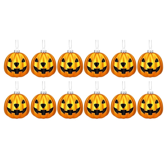 Clearance Sale | 12-Pack Pumpkin Hanging Ornaments, Jack-O'-Lantern Decor for Christmas Tree Home Halloween Festive, Orange