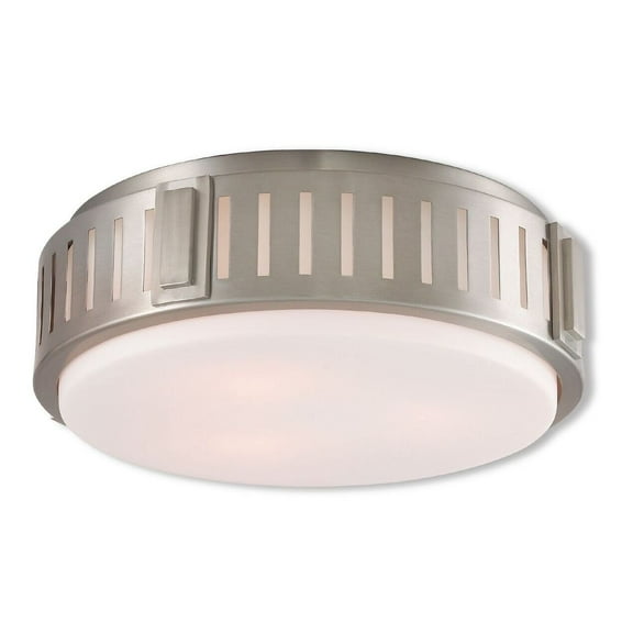 Livex 3 L Brushed Nickel Portland Ceiling Mount Transitional Fixture 65513-91