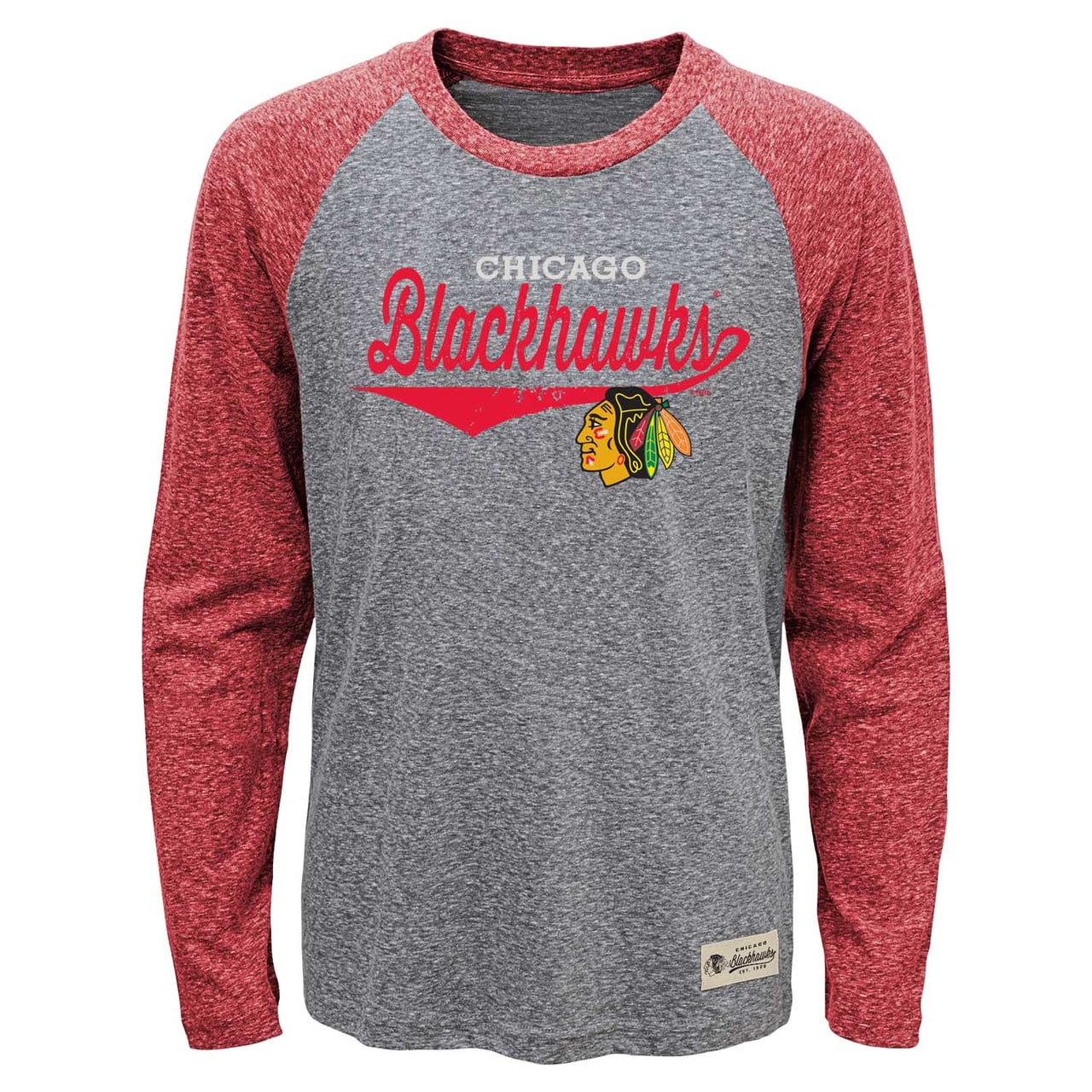 Chicago Blackhawks Youth NHL Hockey Roots 3 4 Sleeve T-Shirt Gray by Outerstuff