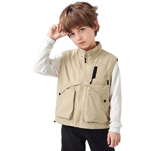 EnJoCho Kids Casual Lightweight Outdoor Vest Work Fishing Photo Travel Vest Sleeveless Cargo Utility Jacket with Pockets
