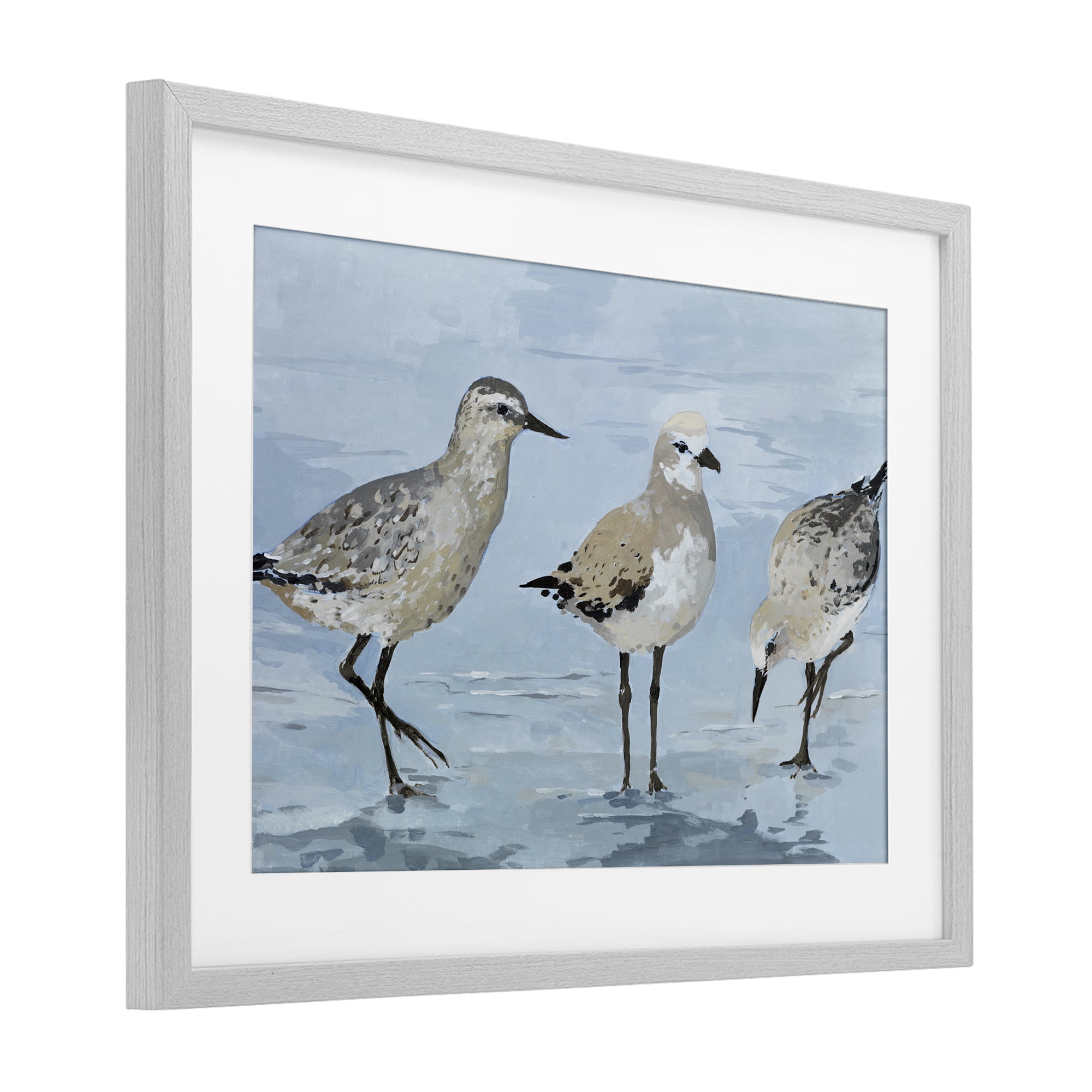 Stupell Industries Sandpipers Beach Coastal Scene Gray Framed Print Under Glass, design by Lorenzo Collective
