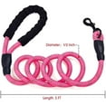 thumbnail image 2 of Strong Nylon Dog Leash Rope with Comfortable Padded Handle Training Lead for Medium and Large Breeds Dogs - Heavy Duty 5ft Long (Rose Red), 2 of 4