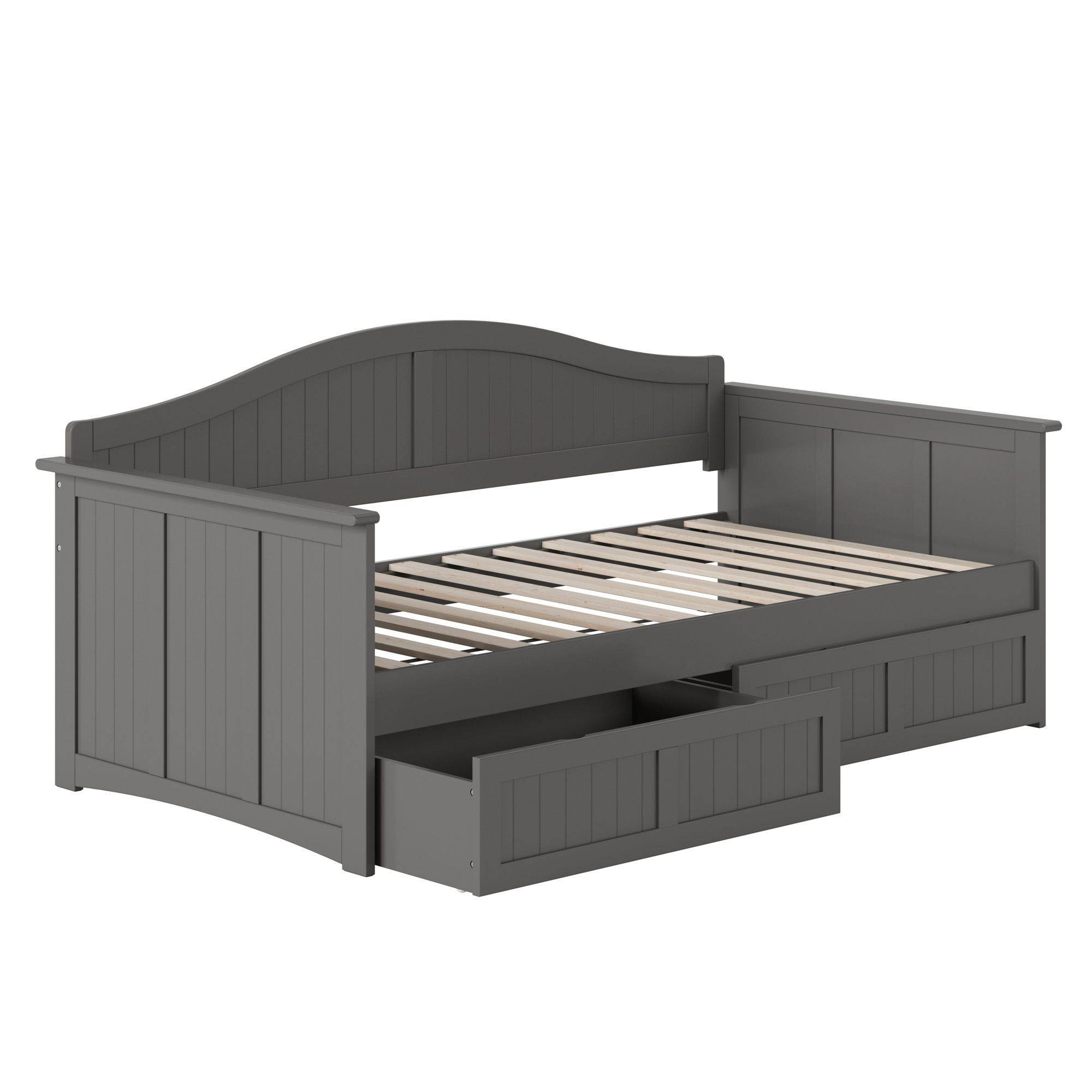 AFI Nantucket Wood Twin Size Daybed Frame with 2 Storage Drawers Grey