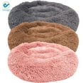 thumbnail image 2 of Deago Soft Plush Pet Bed For Dogs & Cats Fur Donut Round Beds Cushion Pets Warm Mat (Gray, 23.7"), 2 of 8