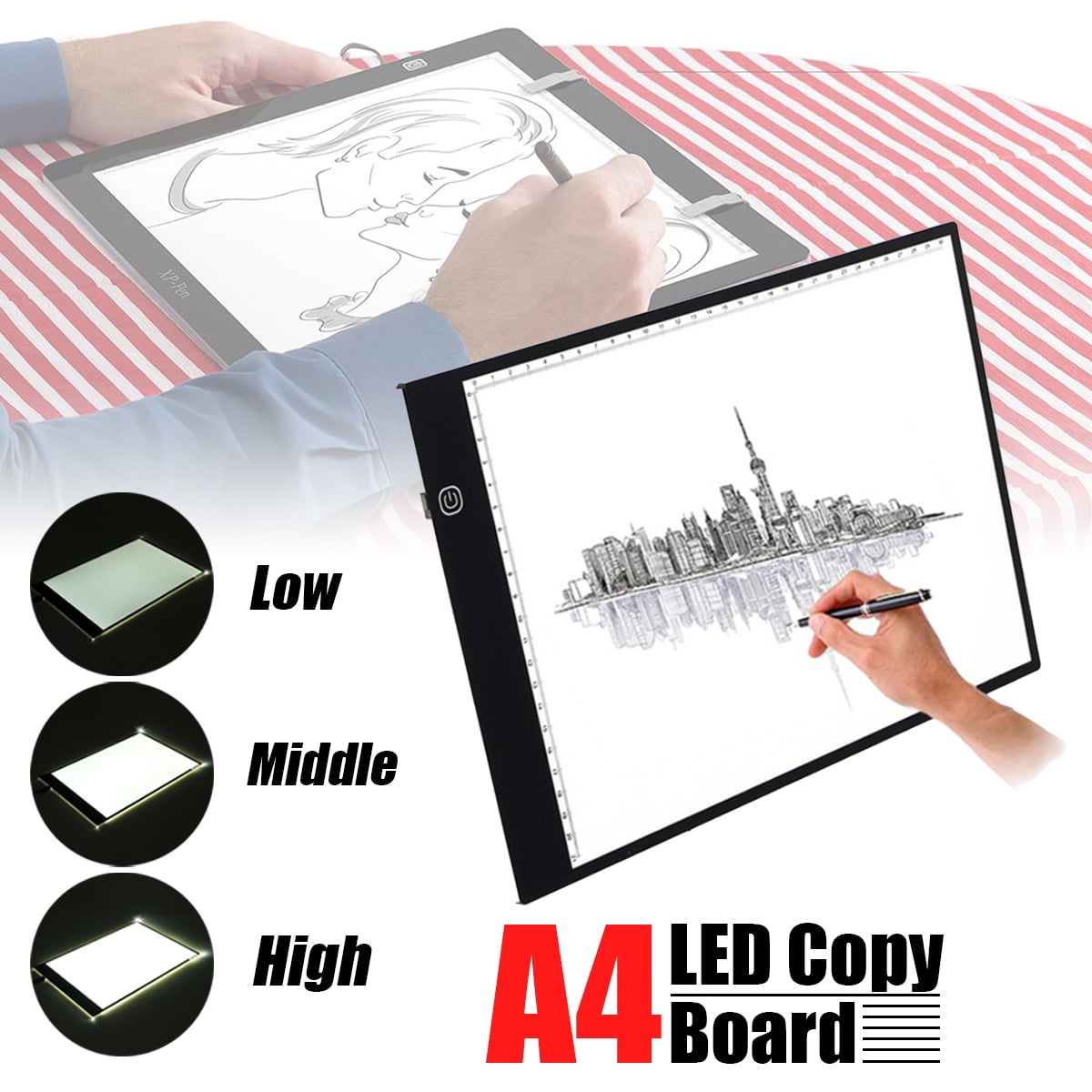 LED Tracing Light Box Board Art Tattoo A4 Drawing Thin Pad Table Stencil Display 