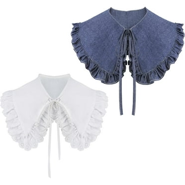Women's Detachable False Collar – Lace Lapel Choker Necklace – White & Black – Shirt Accessory
