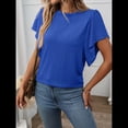 thumbnail image 4 of Camisas Formales Informales de Negocios para Mujer, Camisas de Verano, Mangas , Cuello Redondo, Mangas de Hoja de , Trajes 2025 Azul M, 4 of 9