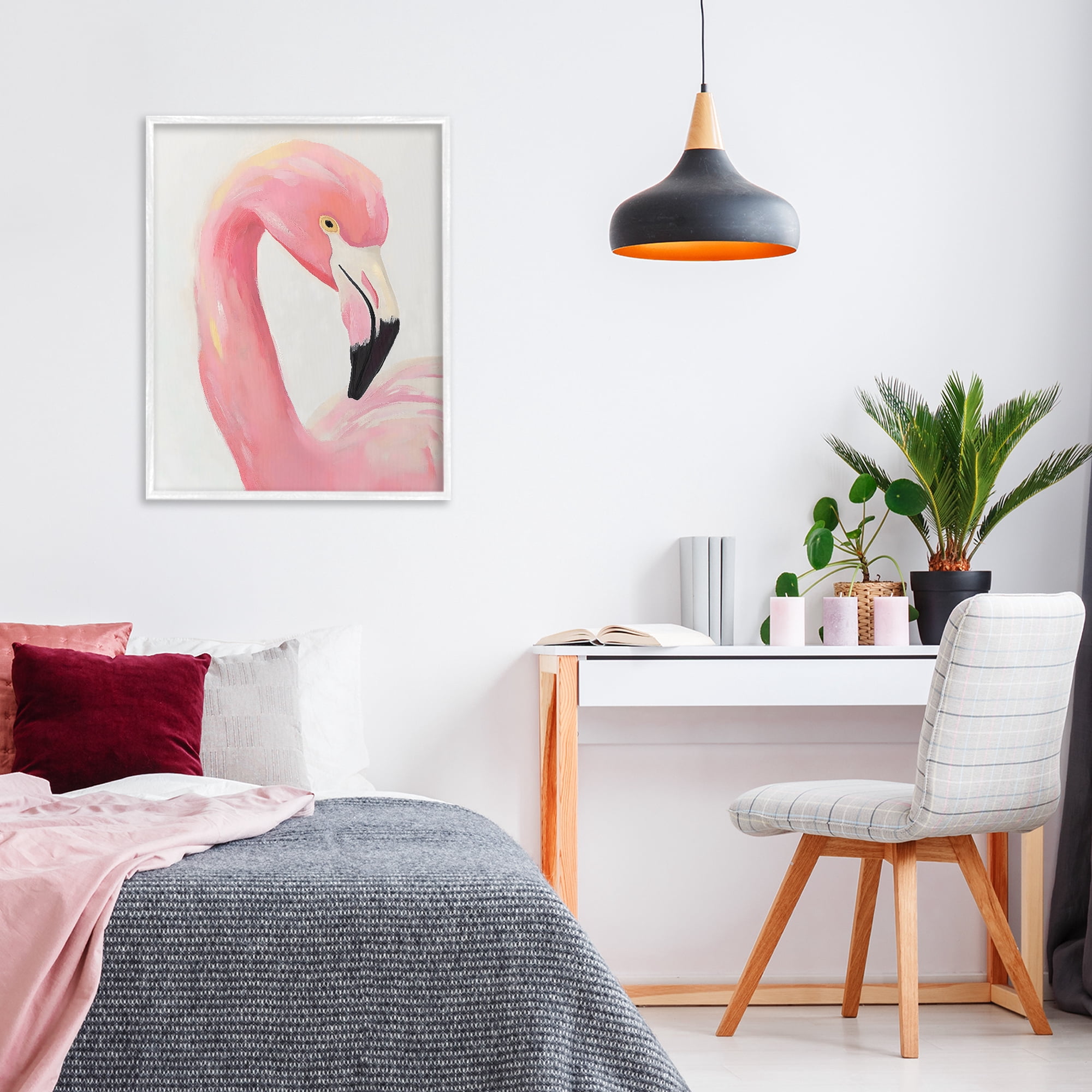 Stupell Industries Serene Pink Flamingo Portrait White Framed Giclee Art, design by The Prints Vibe