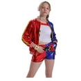 thumbnail image 6 of MAVLLY Harley Quinn Costume for Girls Cosplay Suicide Harleen Quinzel Kids Girls Quinn Squad T Shirt Joker Jacket Halloween Costume, 6 of 7