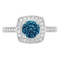 thumbnail image 4 of 1.335 ct Round Cut Natural London Blue Topaz Solitaire with Simulated Diamond Accents 18K White Gold Womens Engagement Ring, 4 of 5