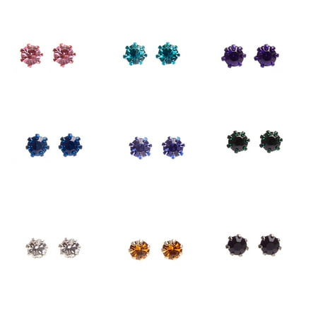 Claire's Rainbow Embellished Stud Earrings - 9 Pack