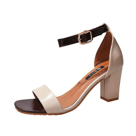 

Jikolililili Large Size Sexy Cross Back High Heels Open Toe Thick Heel Sandals Women Shoes Christmas 2022 Deals Clearance