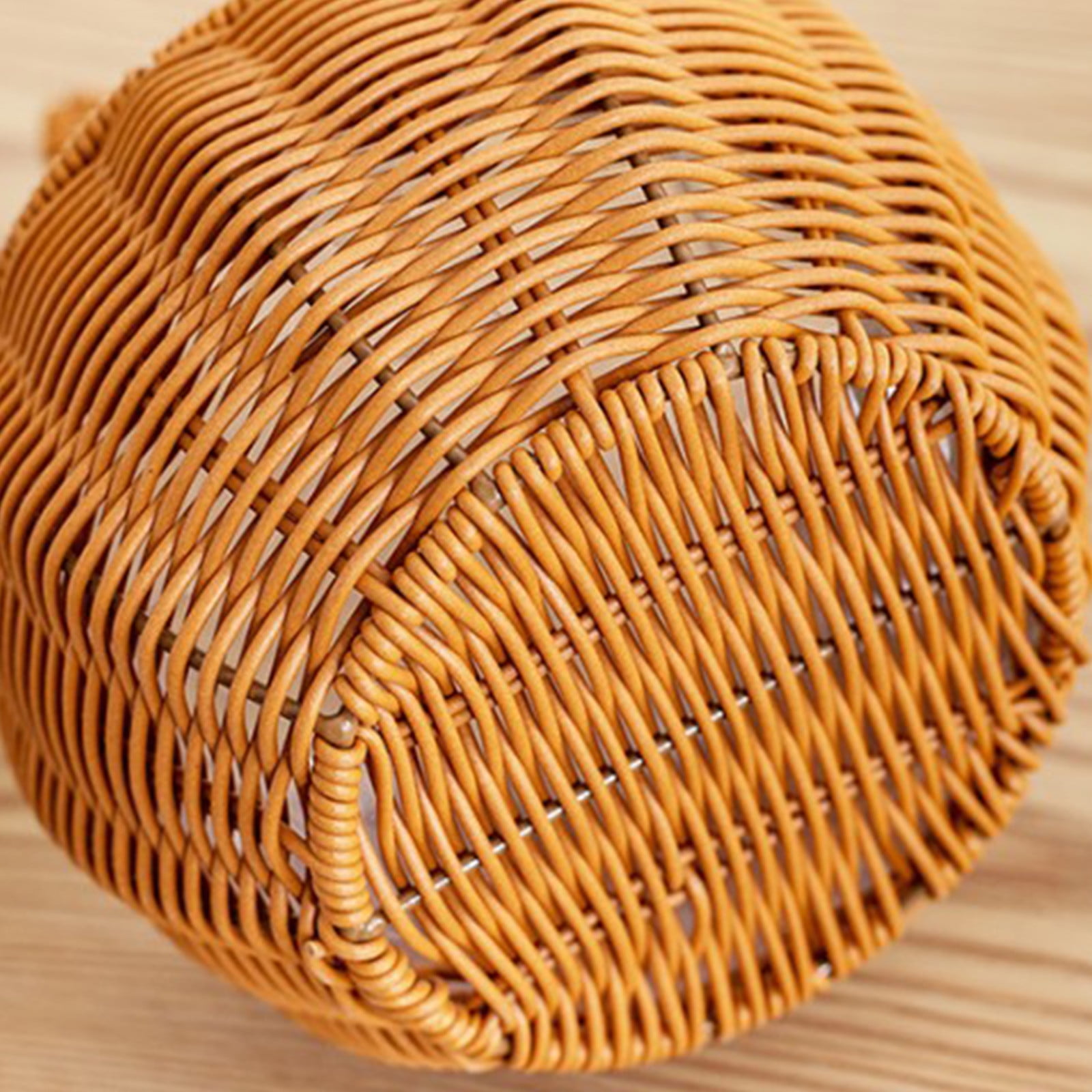 Yhmxh Easter Wicker Basket with Handle Bunny Ear Easter Woven Basket Picnic Basket for Kids Rabbit Ears Rattan Wicker Wine Woven Basket Empty for Candy Storage Toy Girl Party Easter Decorations-Brown