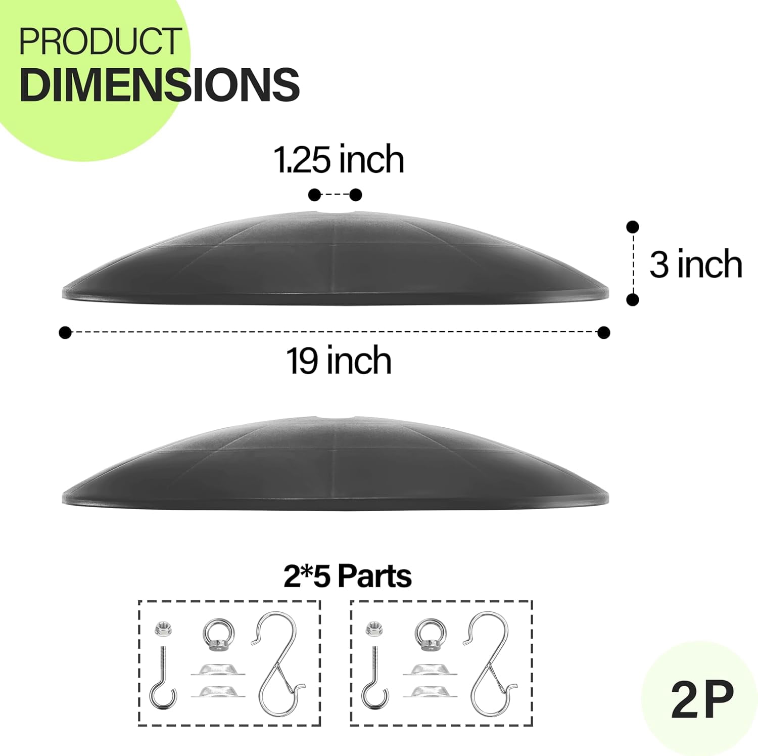 19.25-Inch Extra Large Squirrel Baffle,Hummingbird Feeder Shade Dome Cover, Bird Feeder Rain Guard, Hanging Squirrel Proof for Shepherd's Hook Outdoors (Black) 2 Pack