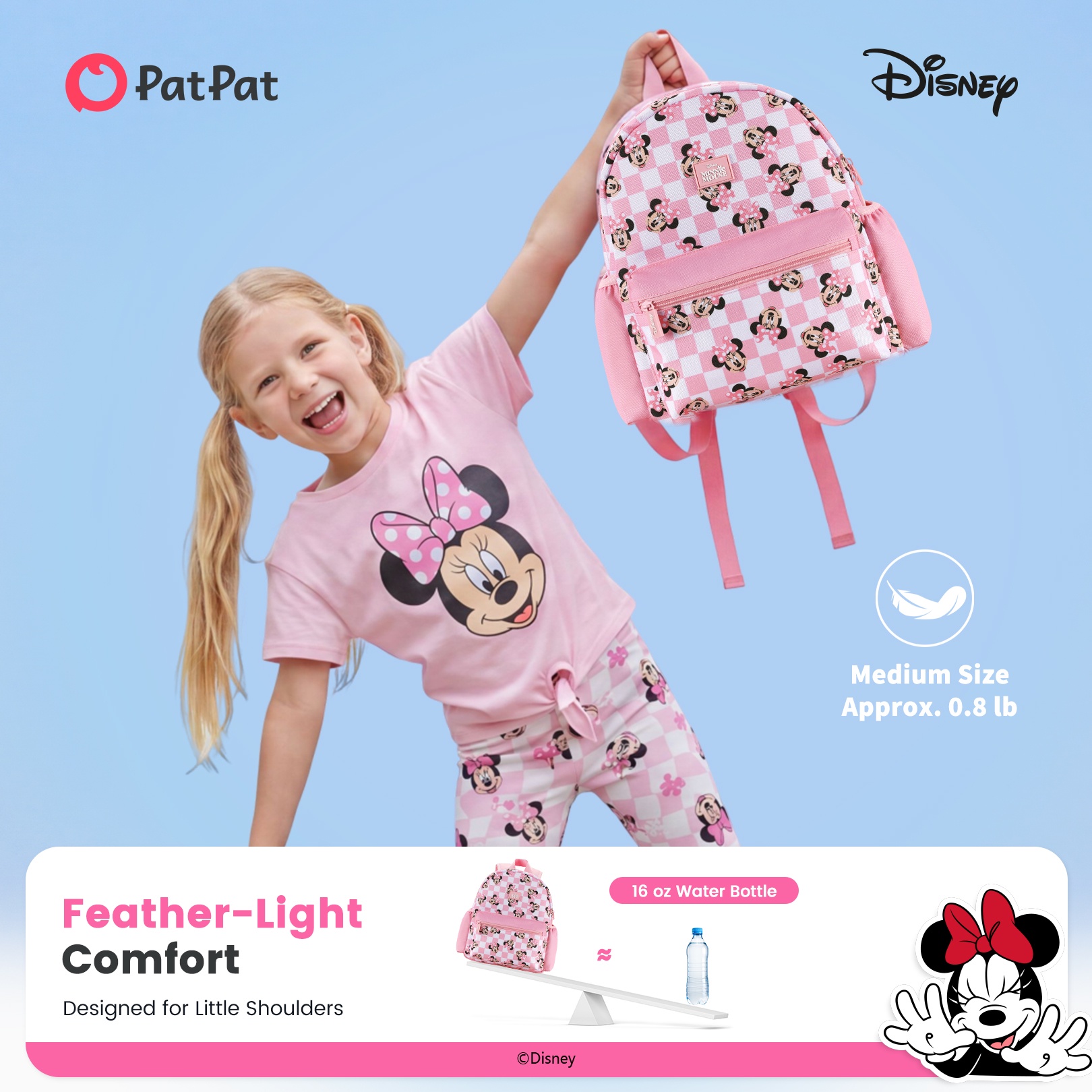 Mochila linda de Minnie Mouse para niñas, resistente al agua, para niños pequeños, rosa, para primaria 5