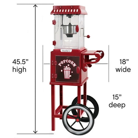 WestBend - 2.5-Ounce Popcorn Cart Popcorn Popper Machine - Red